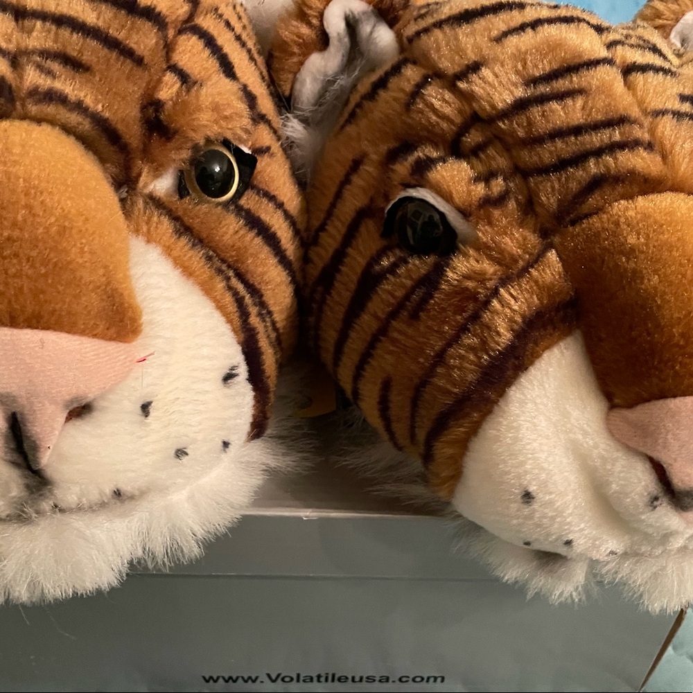 Furry tiger slippers